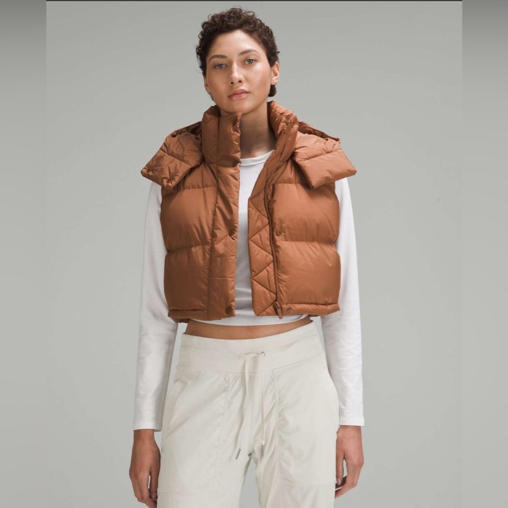 Lululemon Wunder Oversized Puff Super-Cropped Vest Brown, 4 EXCELLENT CONDITION